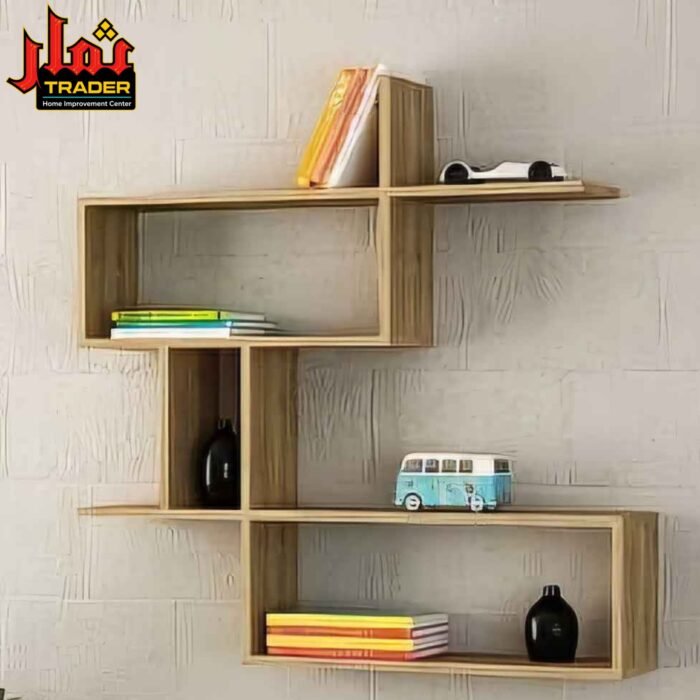Modern Beige Wooden Wall Shelves Set | Multi-Tier Floating Wall Rack for Home & Office