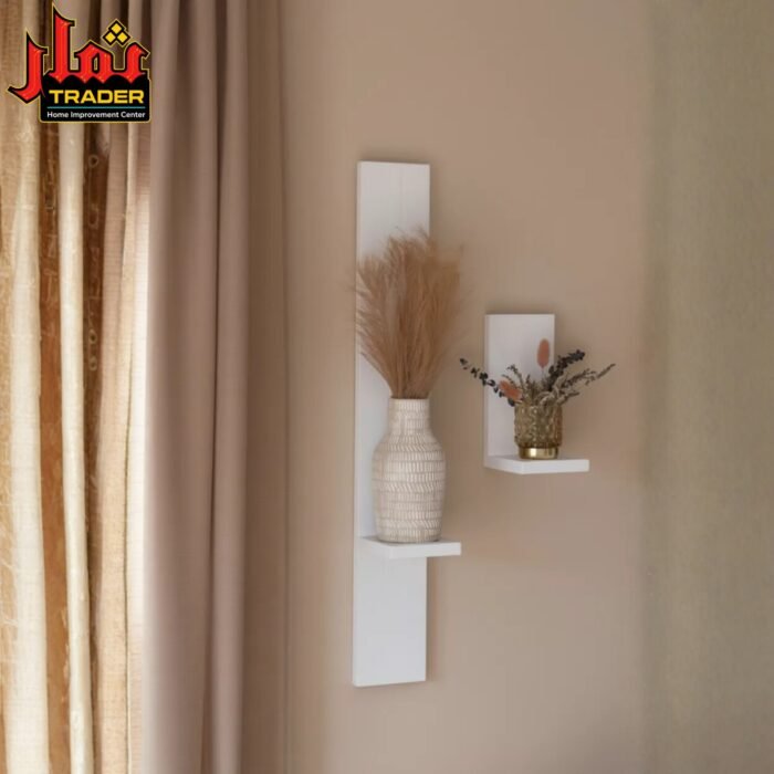 Modern White Wall Shelves with Vertical Back Panel | Decorative Floating Wall Rack for Home