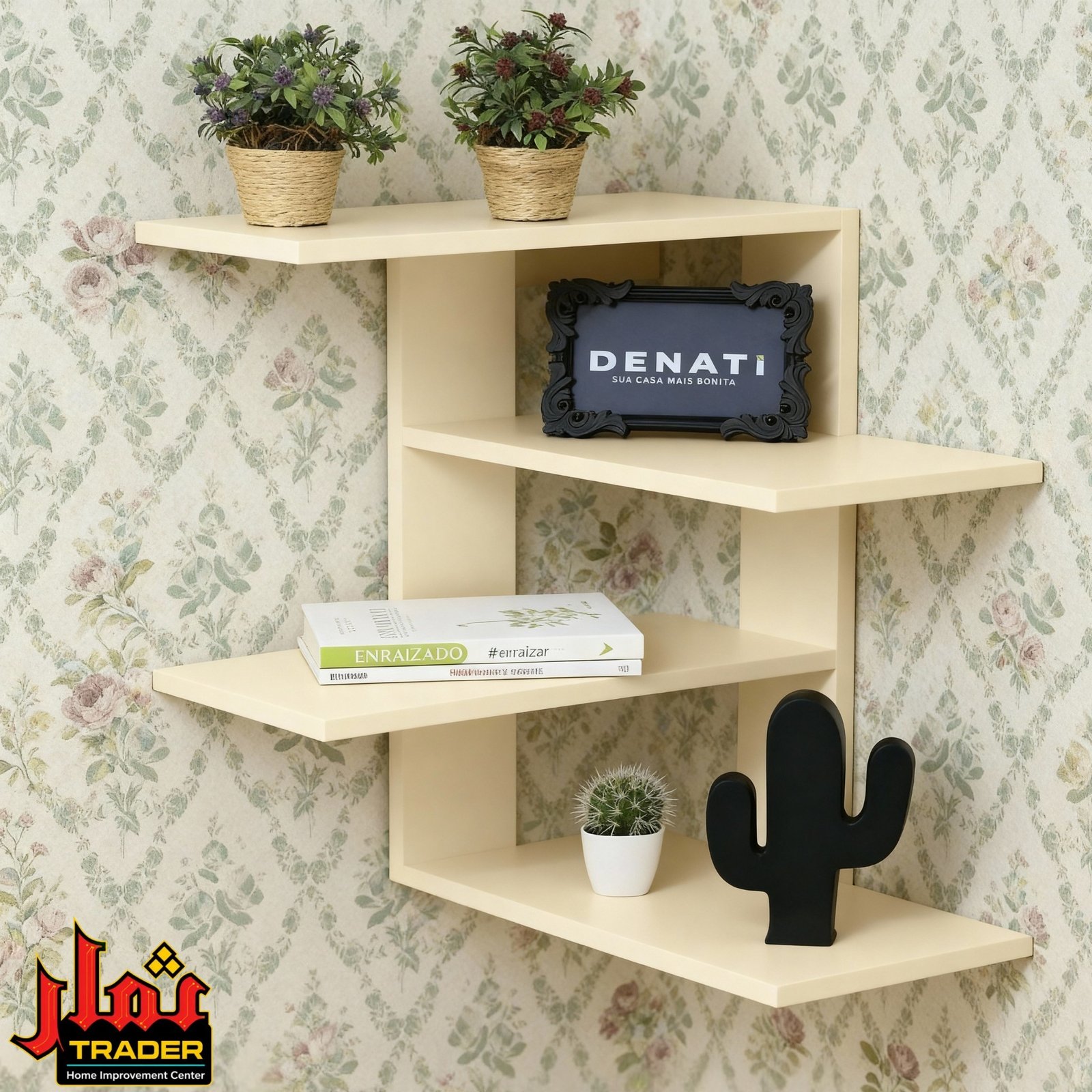 Modern White Wooden Wall Shelves with 4-Tier Design | Decorative Floating Wall Rack for Home - Image 3