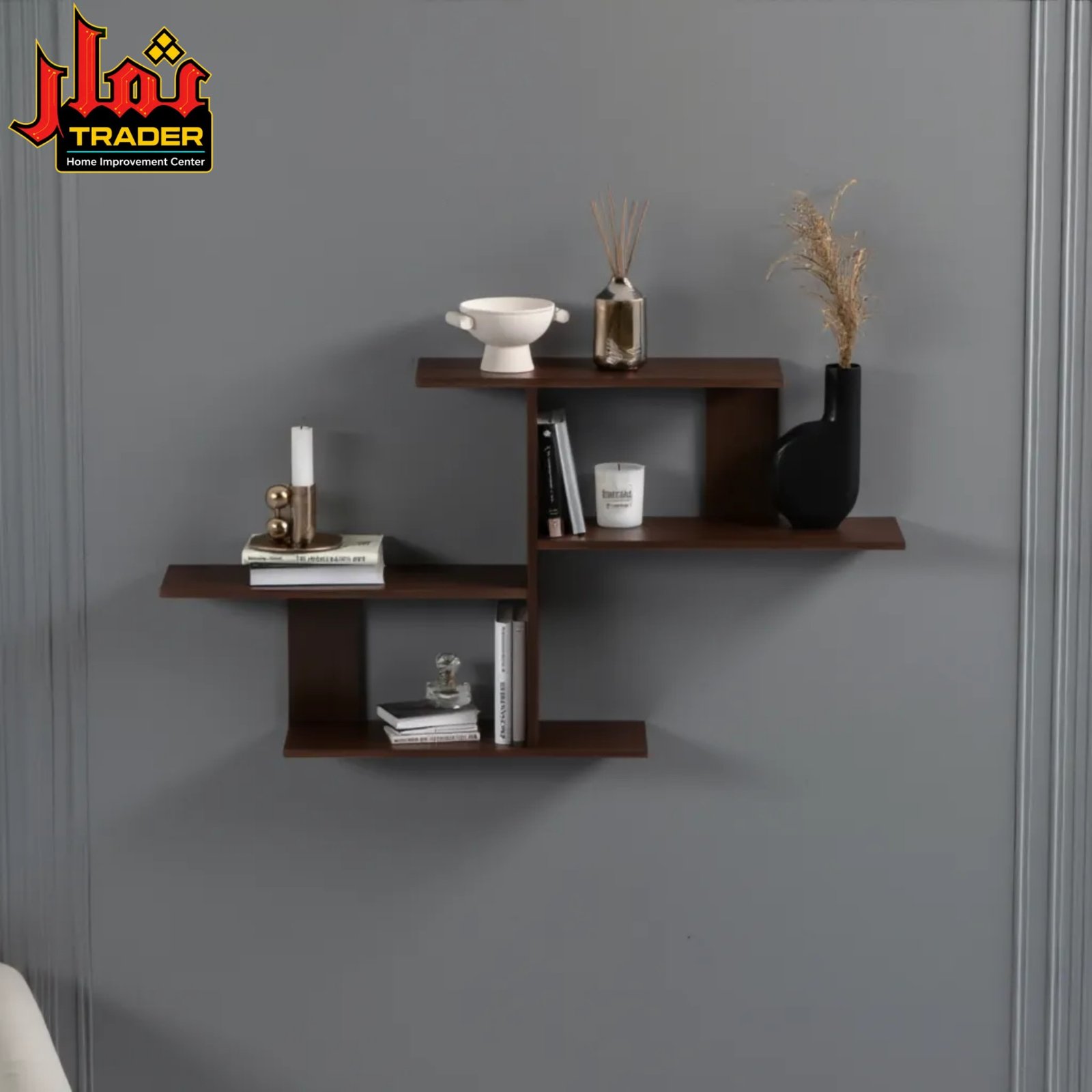 Modern White & Beige Wall Shelves with Multi-Tier Design | Decorative Floating Wall Rack - Image 3