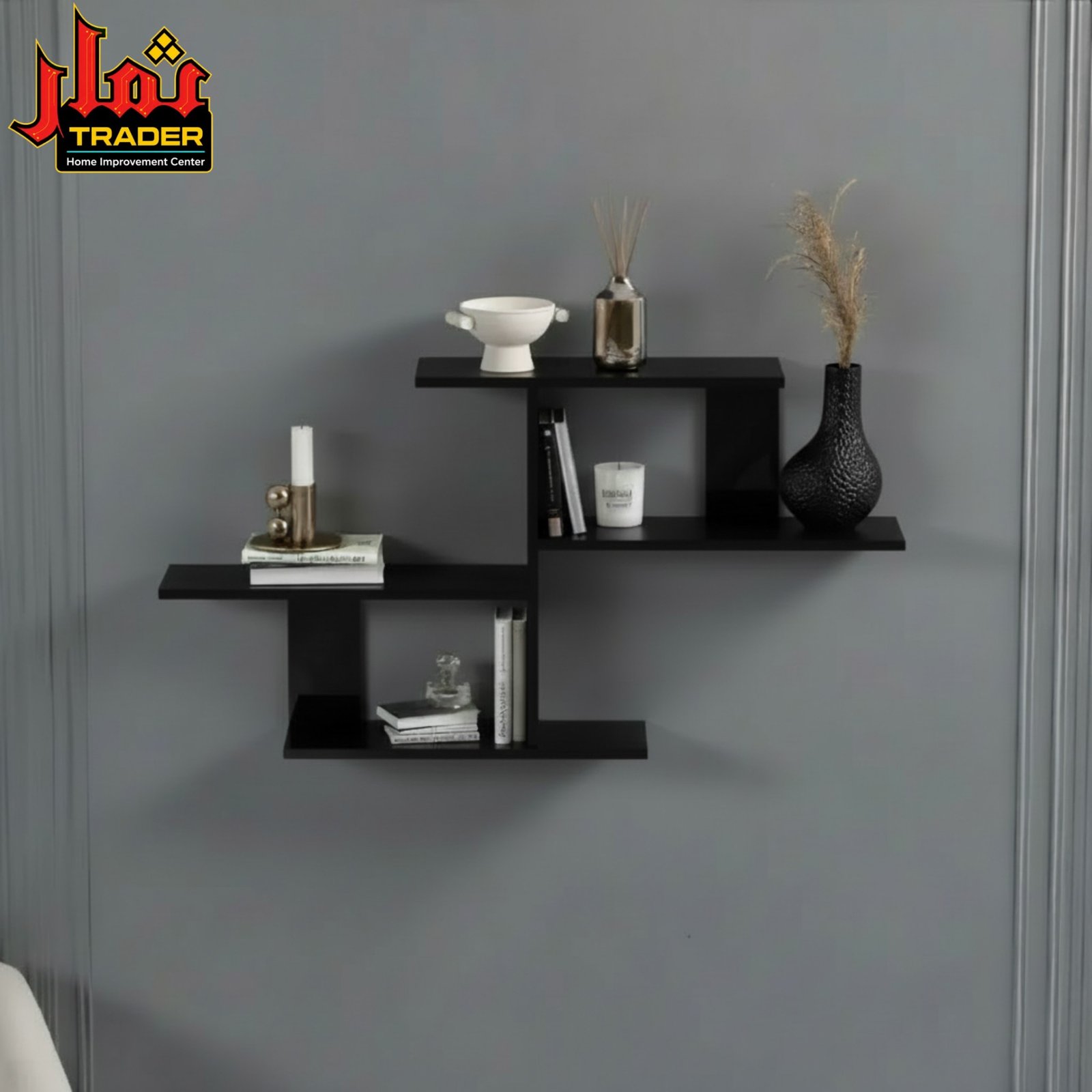 Modern White & Beige Wall Shelves with Multi-Tier Design | Decorative Floating Wall Rack - Image 2