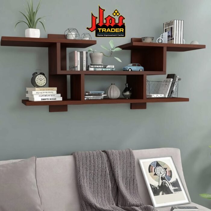Modern Wooden Wall Shelves with Storage Compartments | Decorative Floating Wall Rack