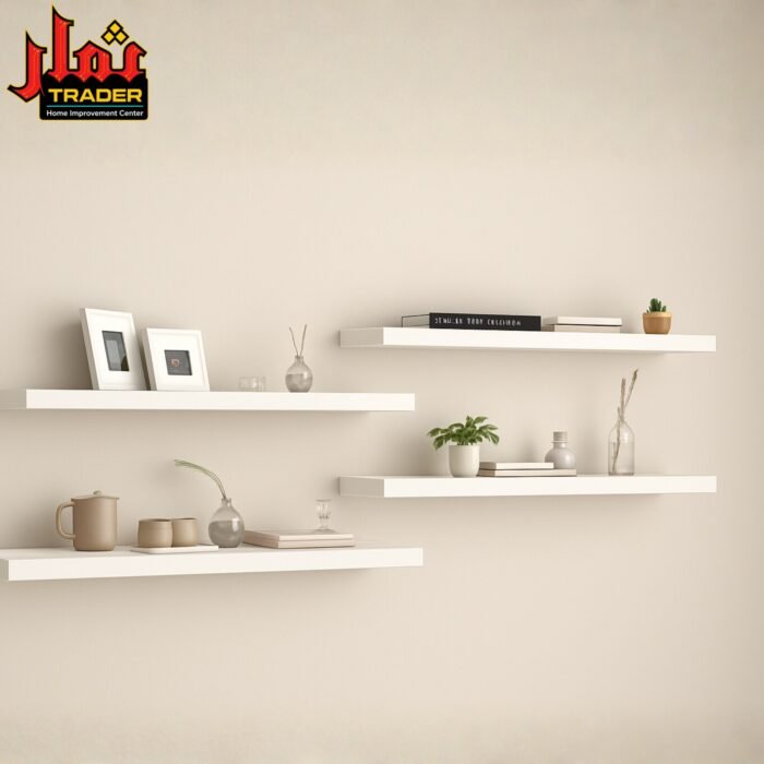 Modern White Floating Wall Shelves | Minimalist Decorative Display Shelves