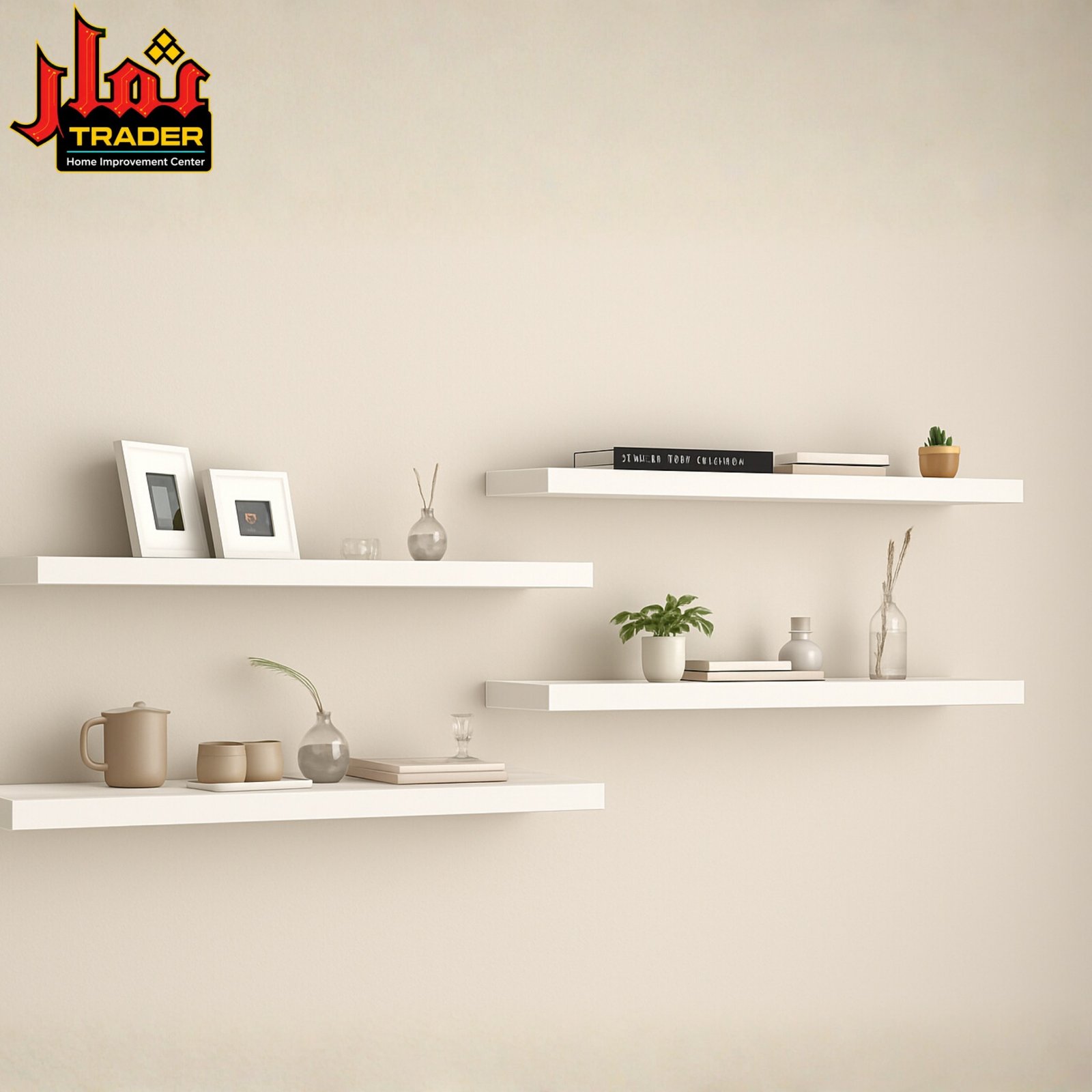 Modern White Floating Wall Shelves | Minimalist Decorative Display Shelves