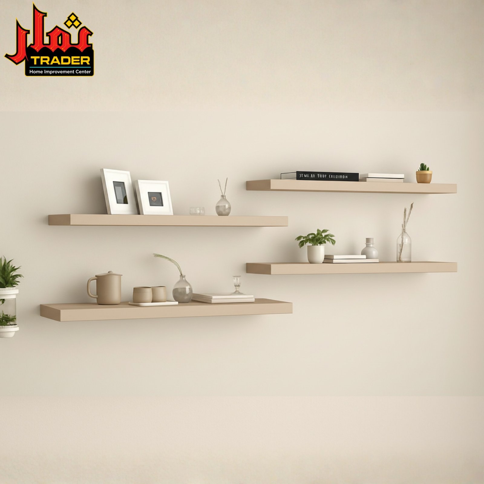 Modern White Floating Wall Shelves | Minimalist Decorative Display Shelves - Image 2