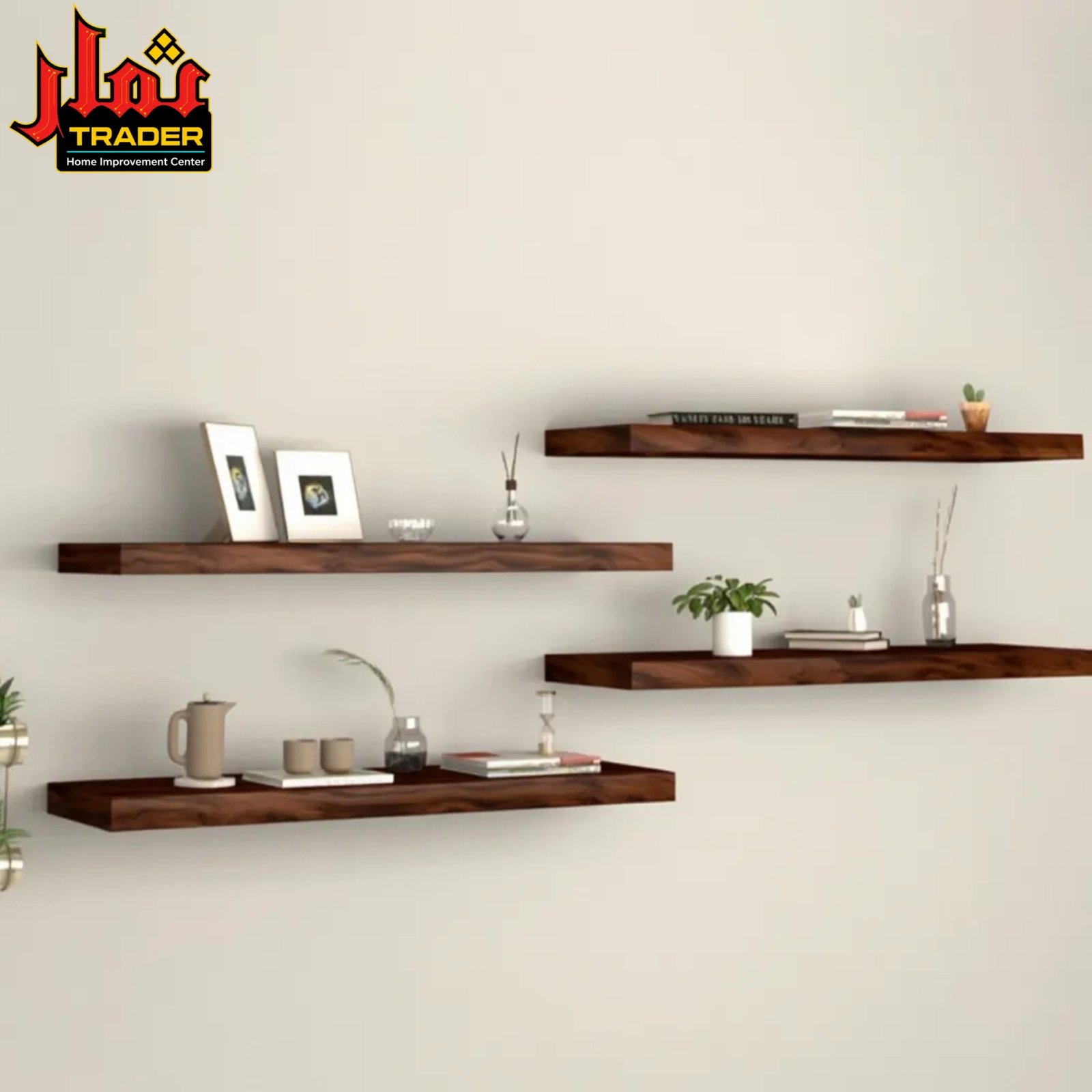 Modern White Floating Wall Shelves | Minimalist Decorative Display Shelves - Image 3