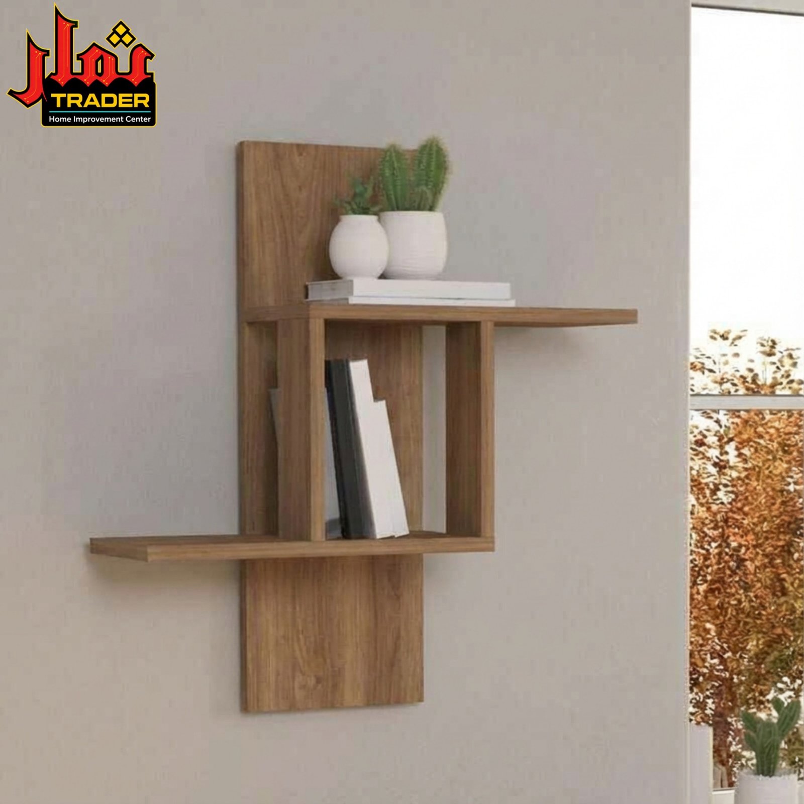 Modern Wooden Wall Shelf with Open Storage & Display Rack | Floating Wall Mounted Shelf Pakistan