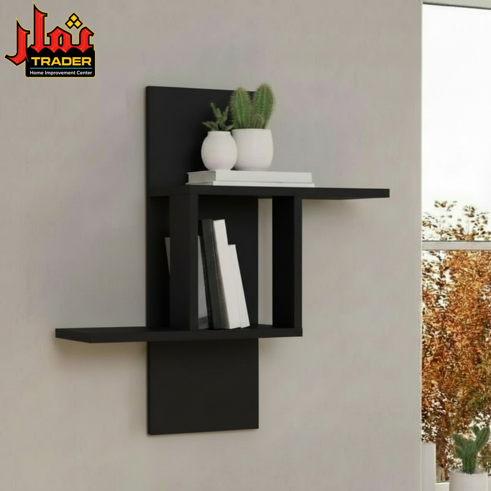 Modern Wooden Wall Shelf with Open Storage & Display Rack | Floating Wall Mounted Shelf Pakistan - Image 3