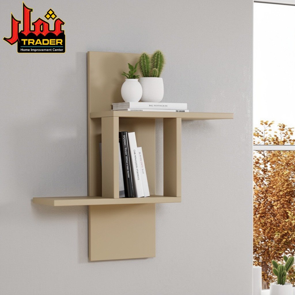Modern Wooden Wall Shelf with Open Storage & Display Rack | Floating Wall Mounted Shelf Pakistan - Image 2