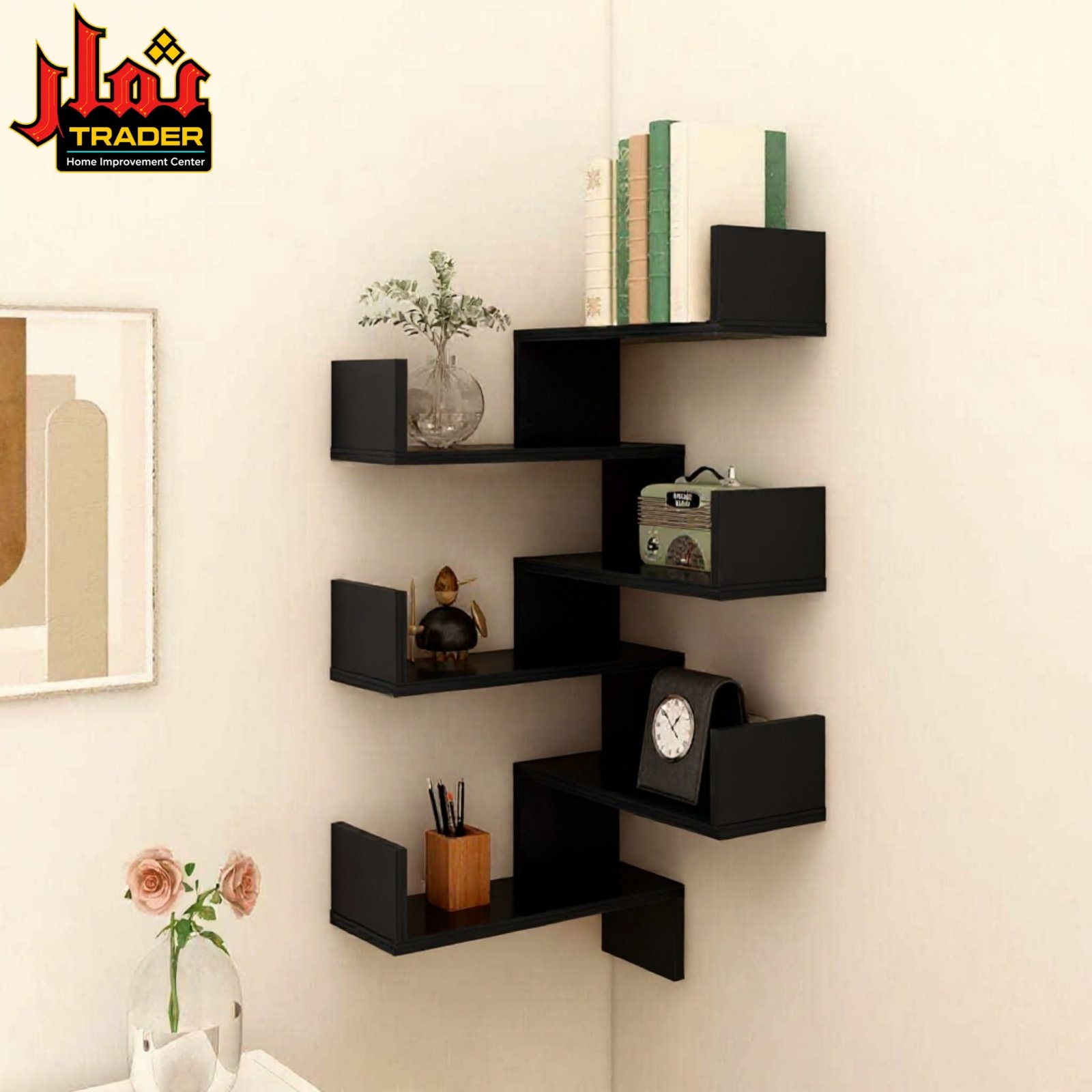 Modern Wooden Wall Shelves with Storage Box Design | Floating Display Rack & Decorative Wall Shelf Pakistan - Image 4