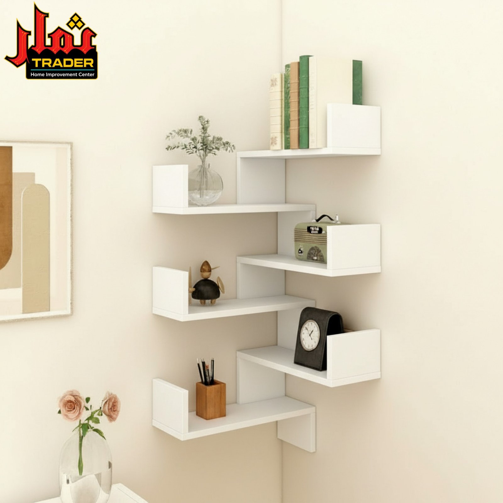 Modern Wooden Wall Shelves with Storage Box Design | Floating Display Rack & Decorative Wall Shelf Pakistan - Image 2