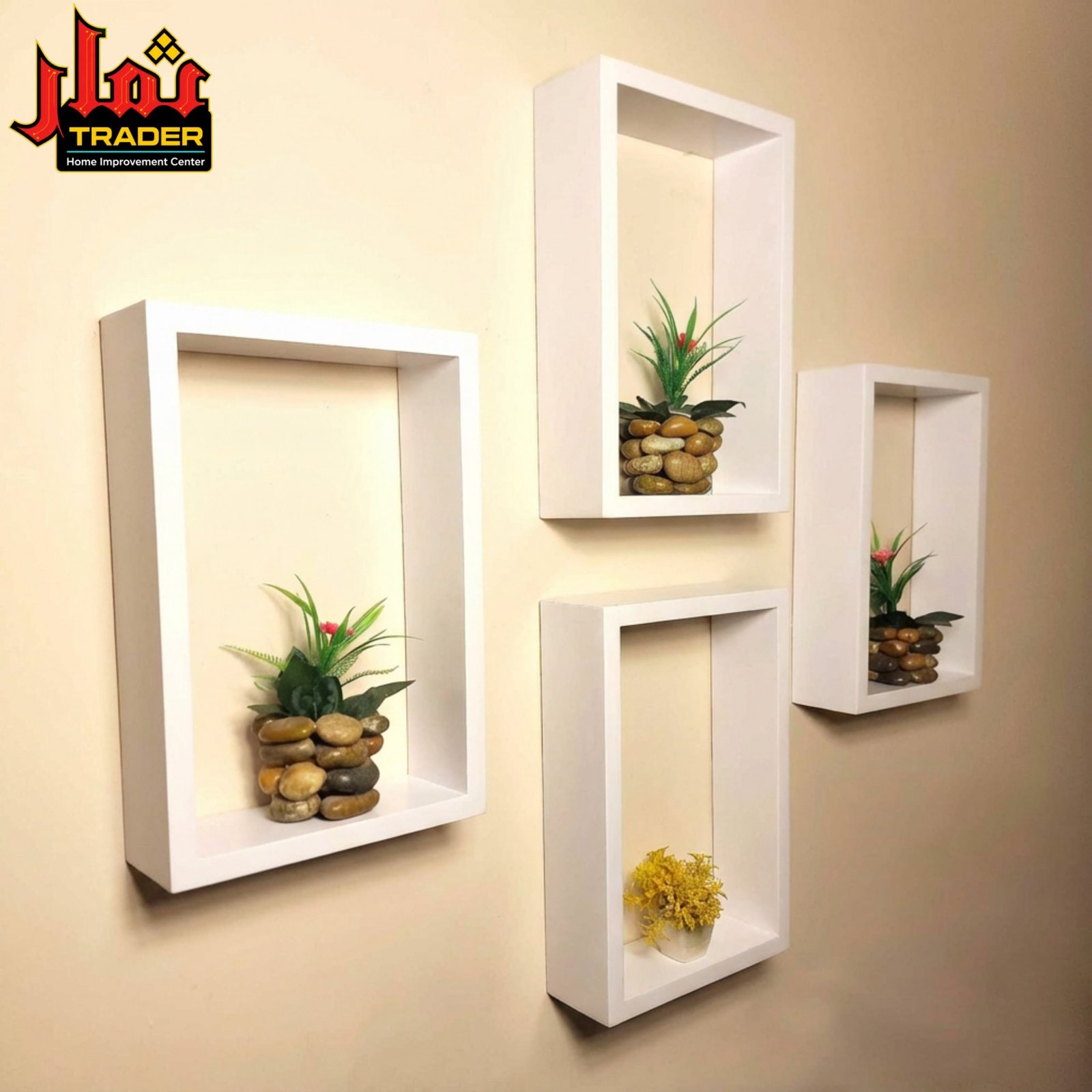 Modern Wooden Wall Shelves Set of 4 with Open Box Design | Floating Display Rack & Decorative Wall Shelf Pakistan - Image 5