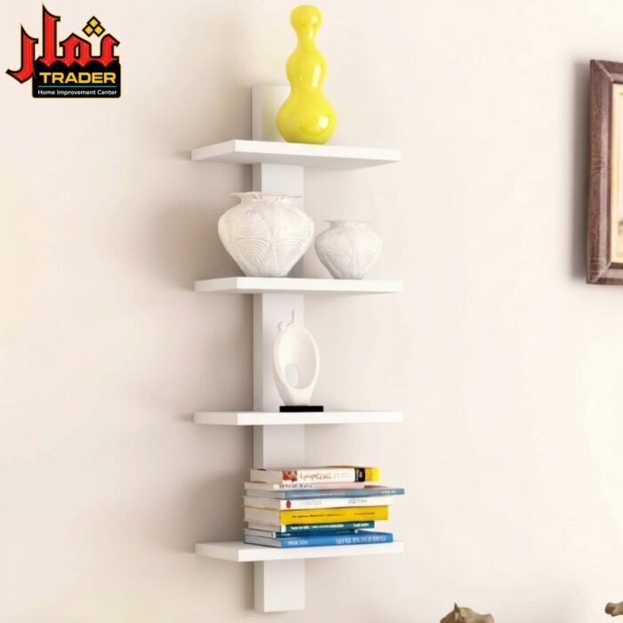Modern White 4 Tier Wall Shelf | Floating Decorative Display Shelf