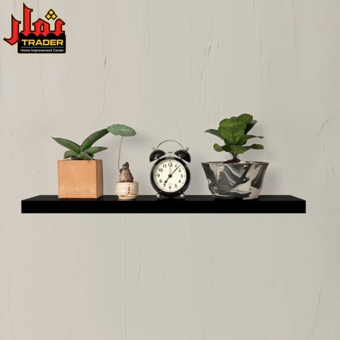 Modern Black Floating Wall Shelf | Minimalist Decorative Display Shelf