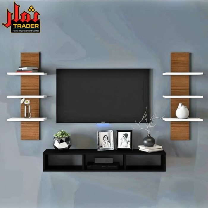 Modern Wall Mounted TV Unit with Decor Shelves & Floating TV Console | TV Cabinet Pakistan