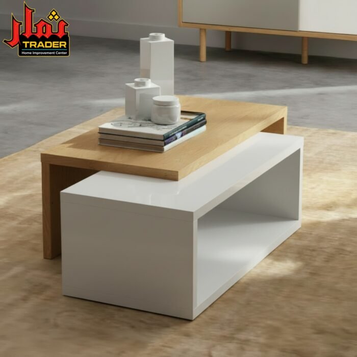 Modern Black & White Coffee Table | Two-Tone Rectangular Center Table with Open Storage