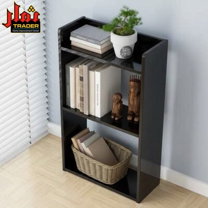 Modern Black Storage Rack with 3-Tier Shelves | Home & Office Organizer
