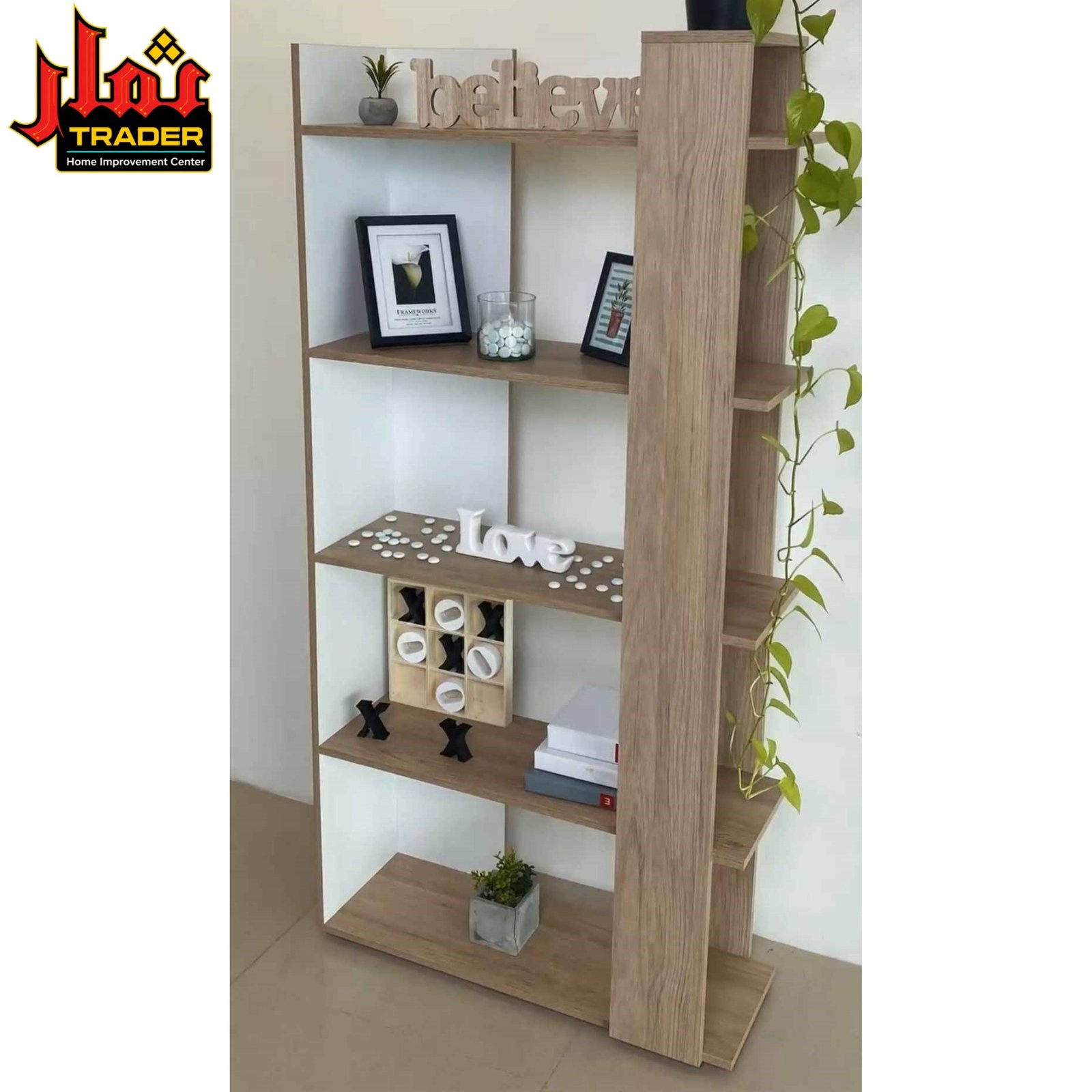 Modern Wooden Display Rack with Multi-Tier Shelves | Freestanding Bookcase & Home Organizer