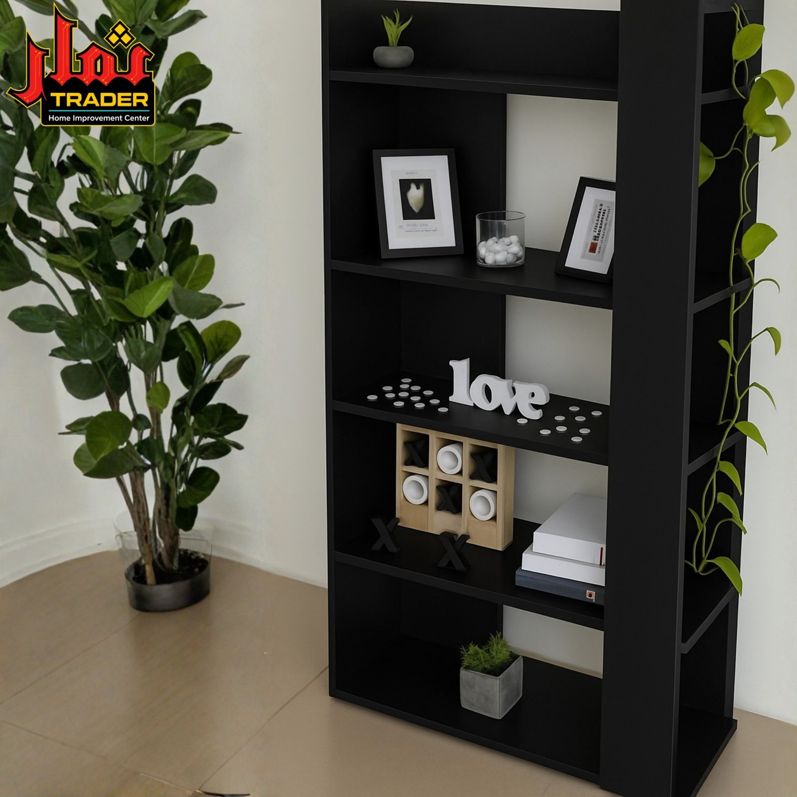 Modern Wooden Display Rack with Multi-Tier Shelves | Freestanding Bookcase & Home Organizer - Image 3