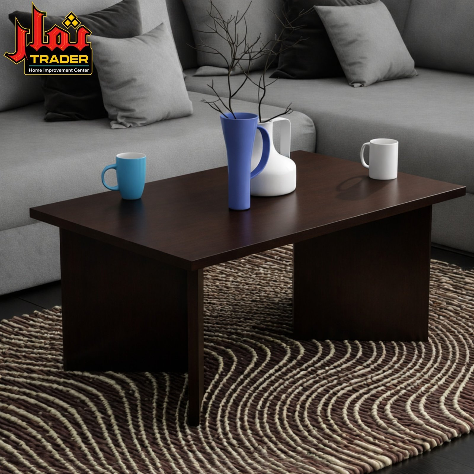 Modern Black Coffee Table | Minimalist Rectangular Living Room Center Table Pakistan - Image 4