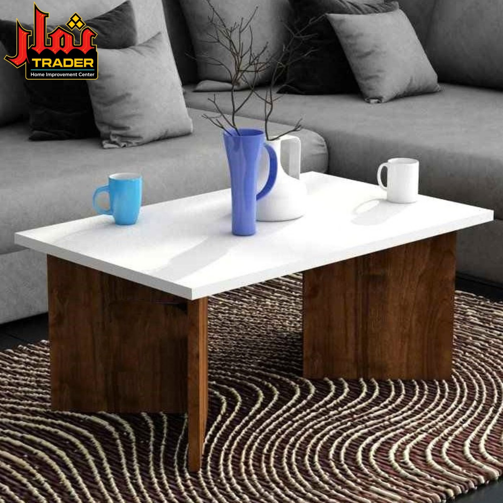 Modern Black Coffee Table | Minimalist Rectangular Living Room Center Table Pakistan - Image 2