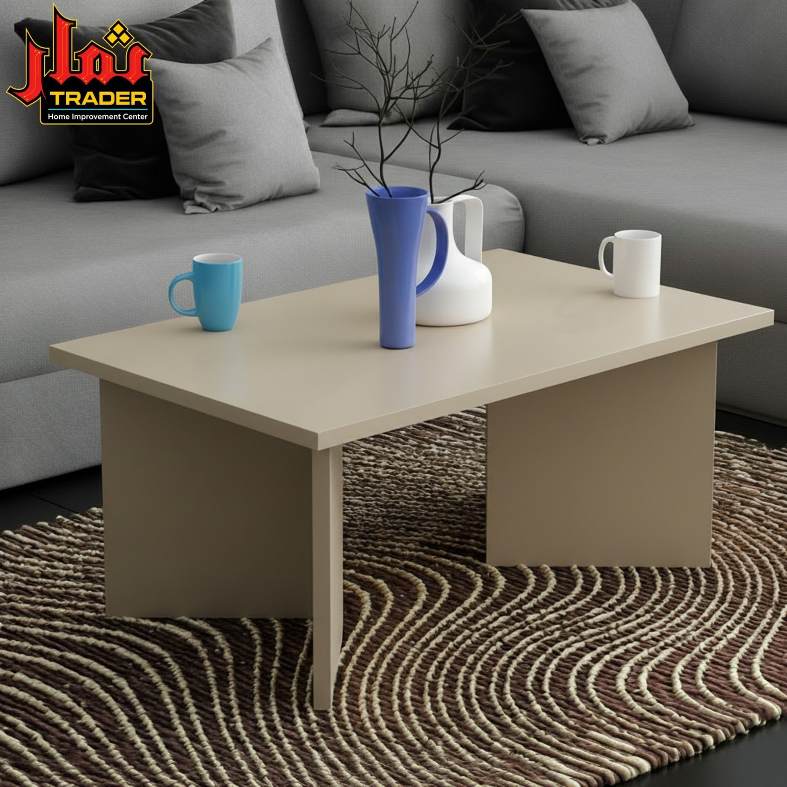 Modern Black Coffee Table | Minimalist Rectangular Living Room Center Table Pakistan - Image 3