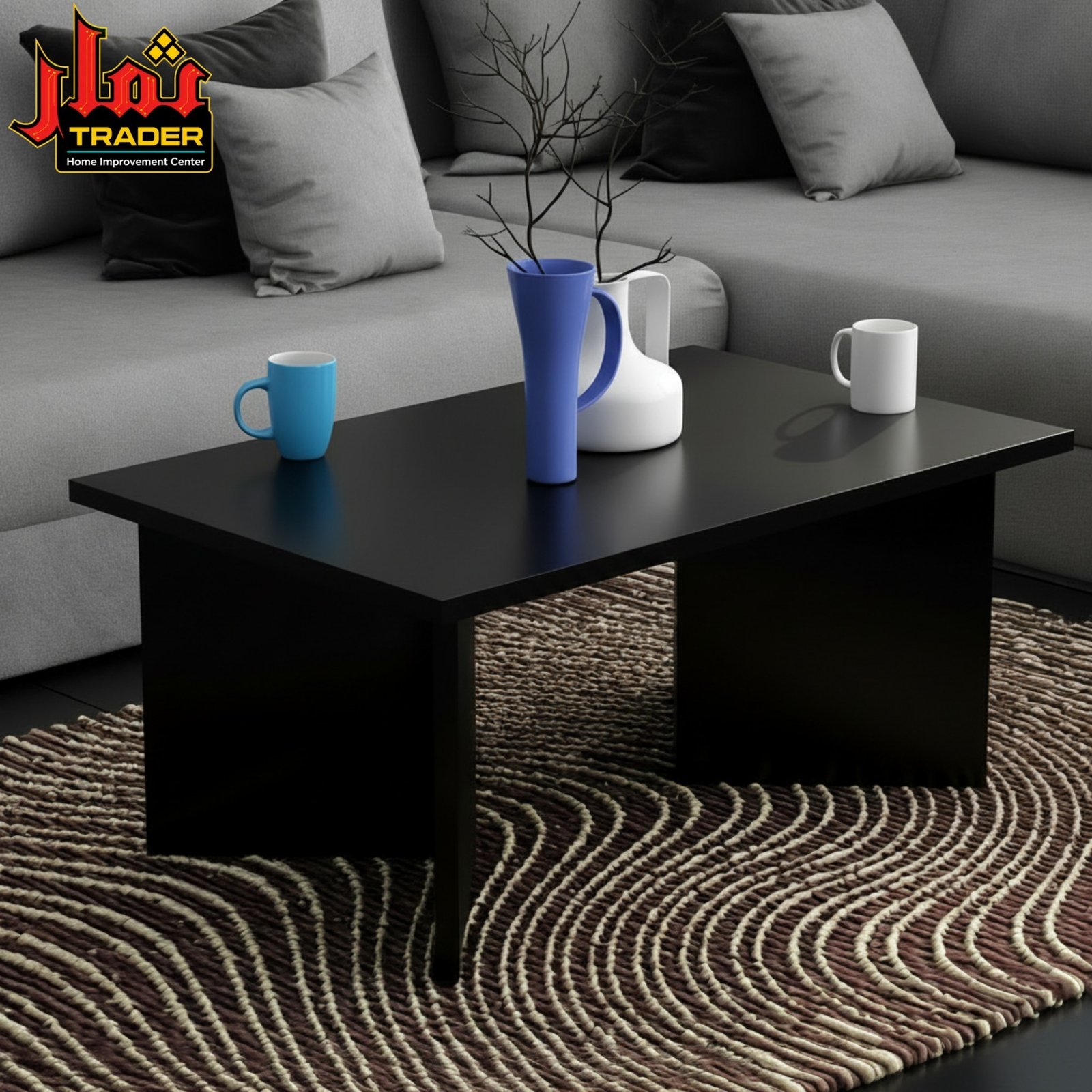 Modern Black Coffee Table | Minimalist Rectangular Living Room Center Table Pakistan - Image 6