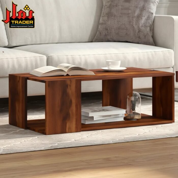 Modern Black Coffee Table with Open Storage Shelf | Living Room Center Table Pakistan