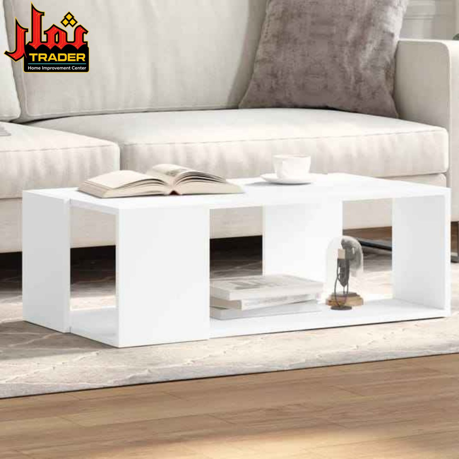 Modern Black Coffee Table with Open Storage Shelf | Living Room Center Table Pakistan - Image 4