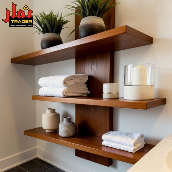 Modern Brown Floating Wall Shelves | Wooden Decorative Display Shelves