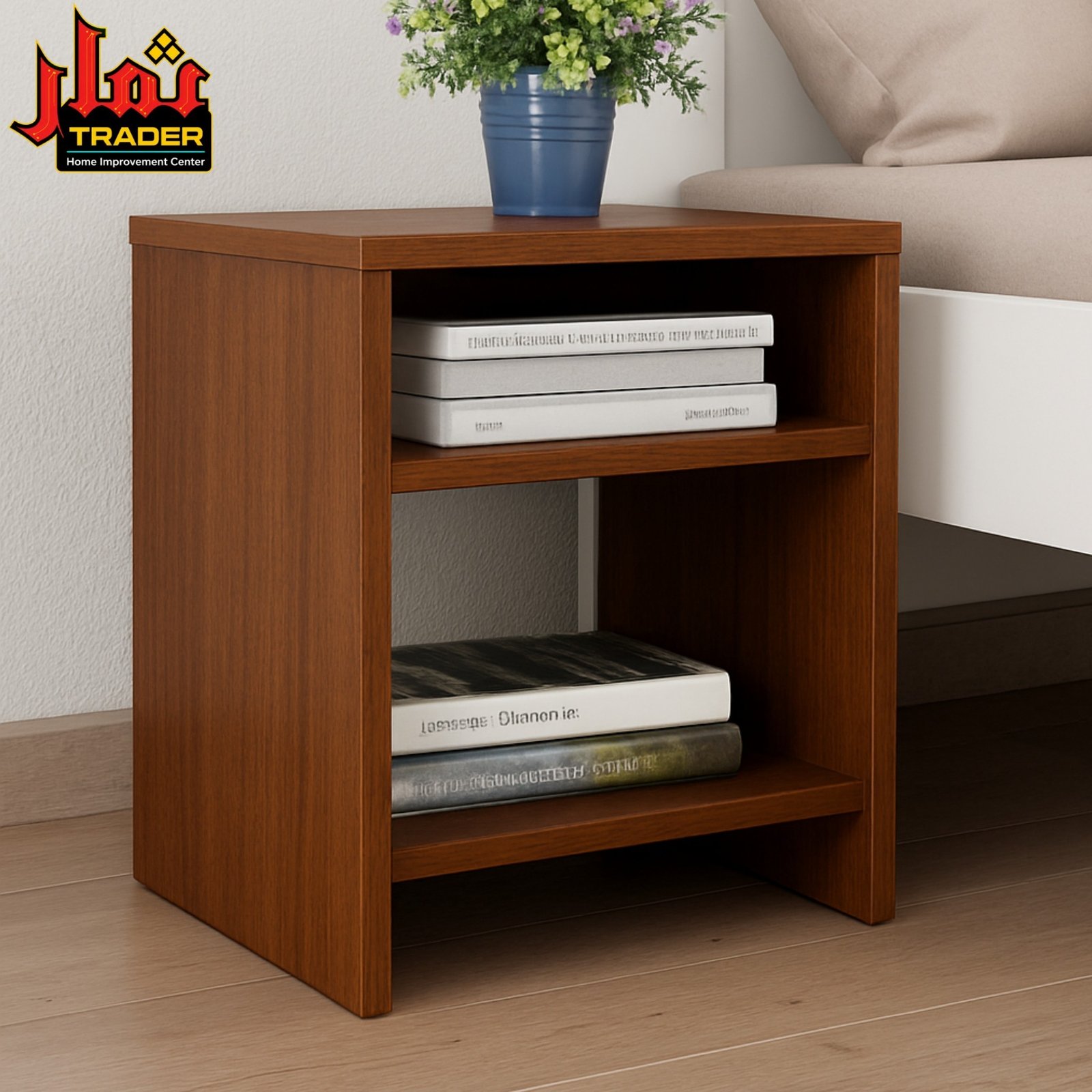 Modern Black Wooden Side Table with Open Shelves | Bedside Nightstand & Sofa End Table Pakistan - Image 3