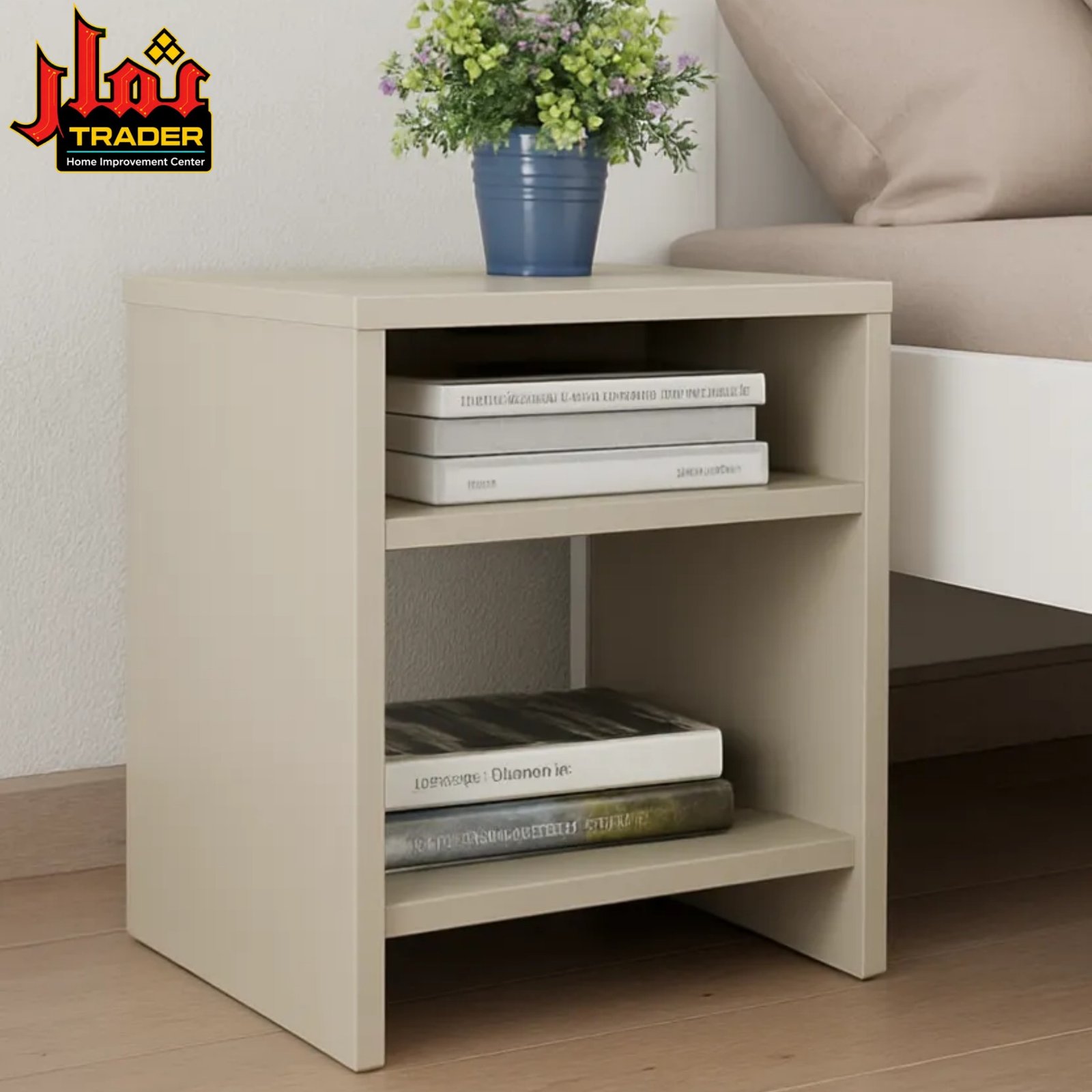 Modern Black Wooden Side Table with Open Shelves | Bedside Nightstand & Sofa End Table Pakistan - Image 2