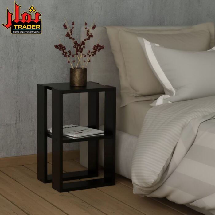 Modern White Wooden Side Table with Storage Shelf | Bedside Table & Living Room End Table Pakistan