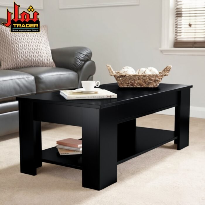 Modern Cream Coffee Table with Storage Shelf | Living Room Center Table Pakistan