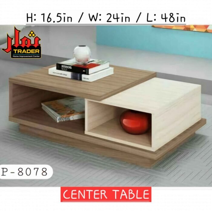 Modern Wooden Coffee Table with Open Storage | Living Room Center Table Pakistan