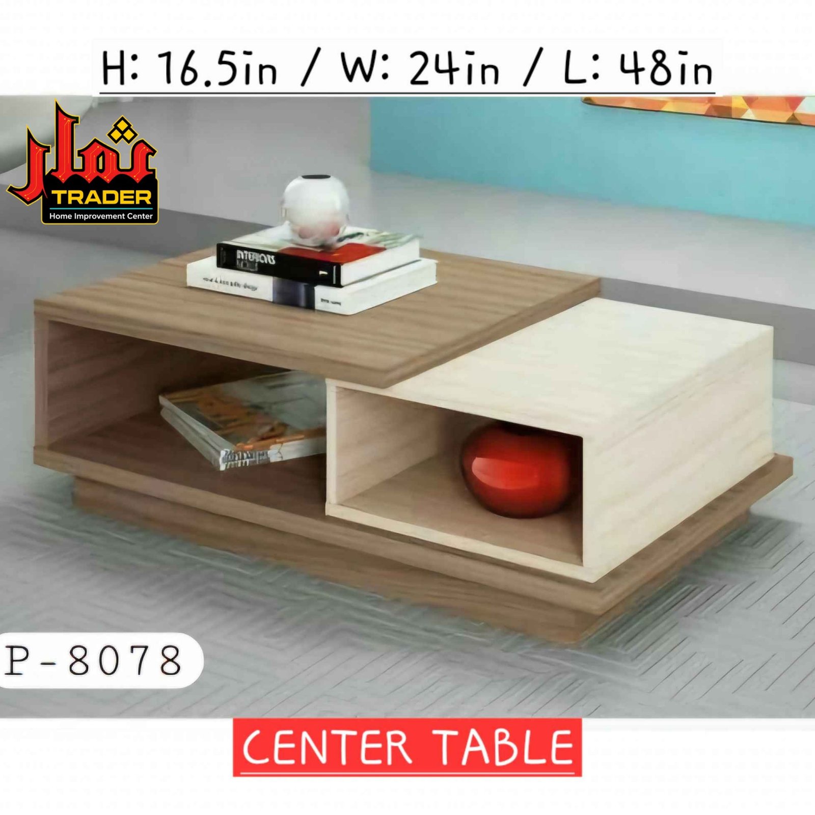 Modern Wooden Coffee Table with Open Storage | Living Room Center Table Pakistan