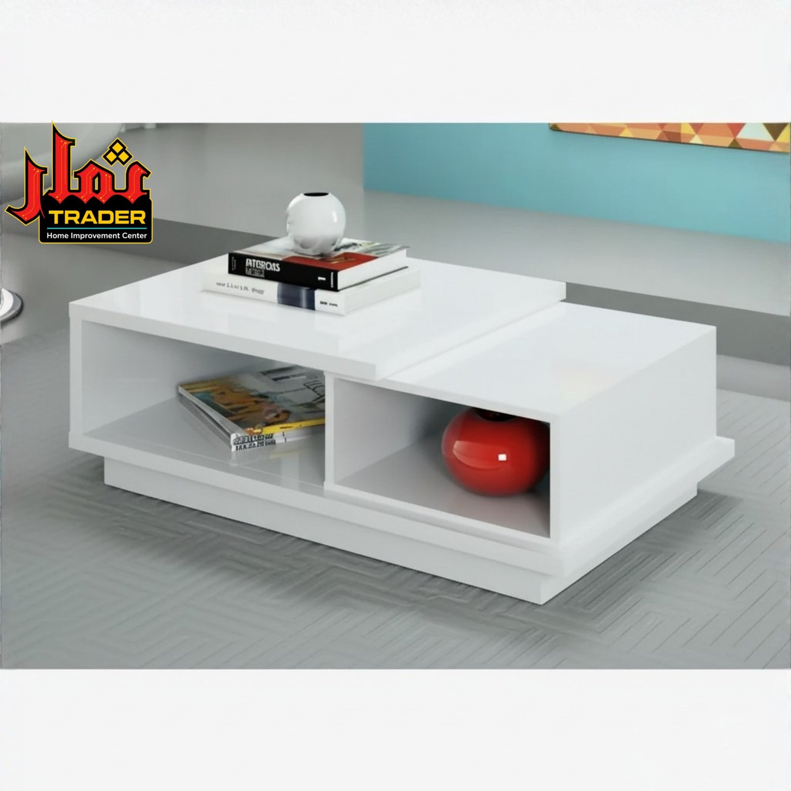 Modern Wooden Coffee Table with Open Storage | Living Room Center Table Pakistan - Image 4