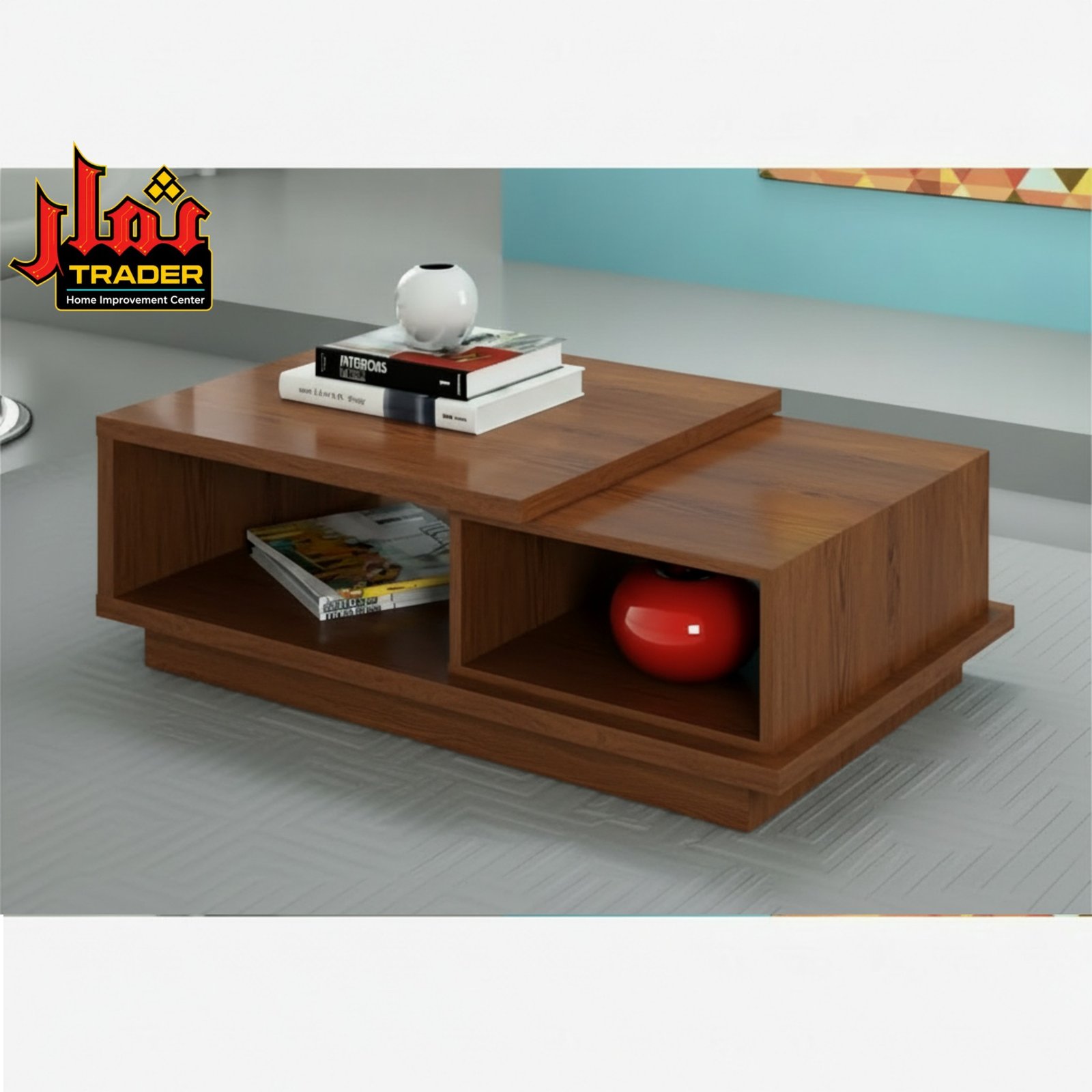 Modern Wooden Coffee Table with Open Storage | Living Room Center Table Pakistan - Image 3