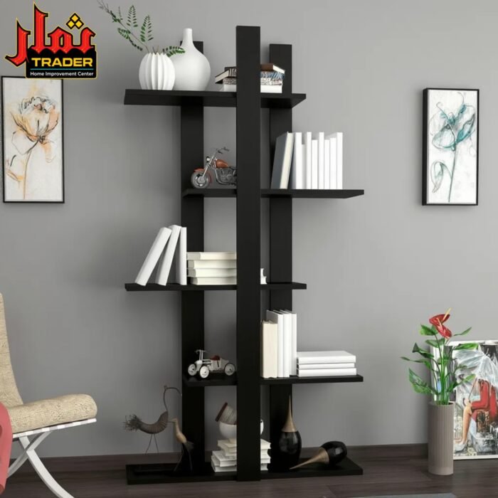 Modern Black Bookshelf | Contemporary Multi-Tier Display & Storage Rack