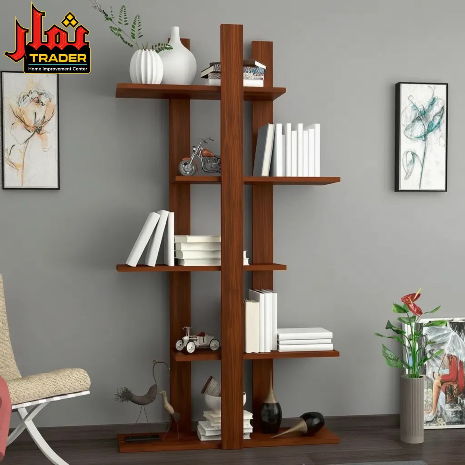 Modern Black Bookshelf | Contemporary Multi-Tier Display & Storage Rack - Image 2