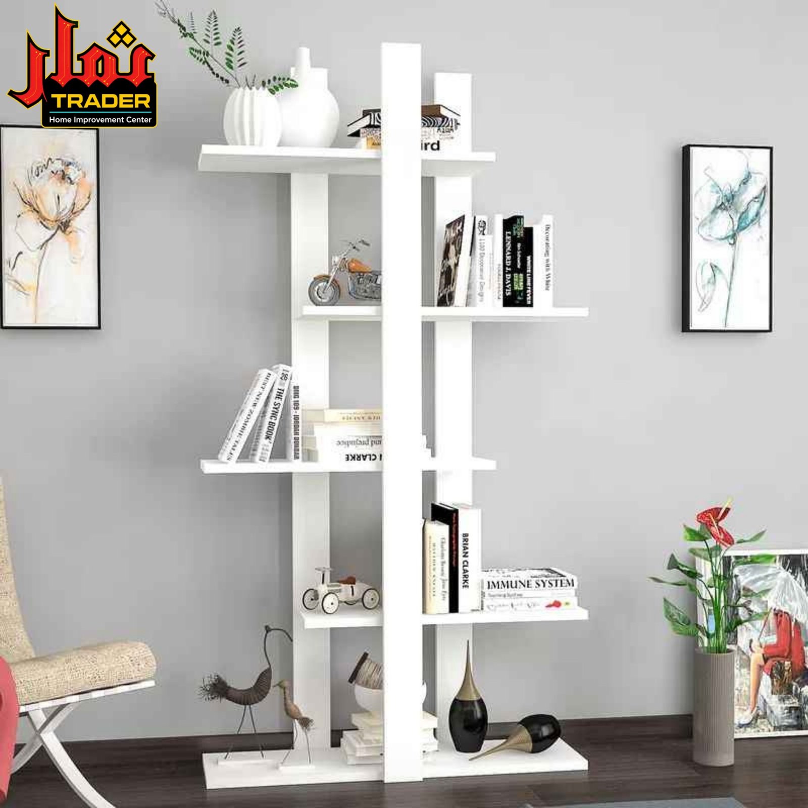 Modern Black Bookshelf | Contemporary Multi-Tier Display & Storage Rack - Image 4