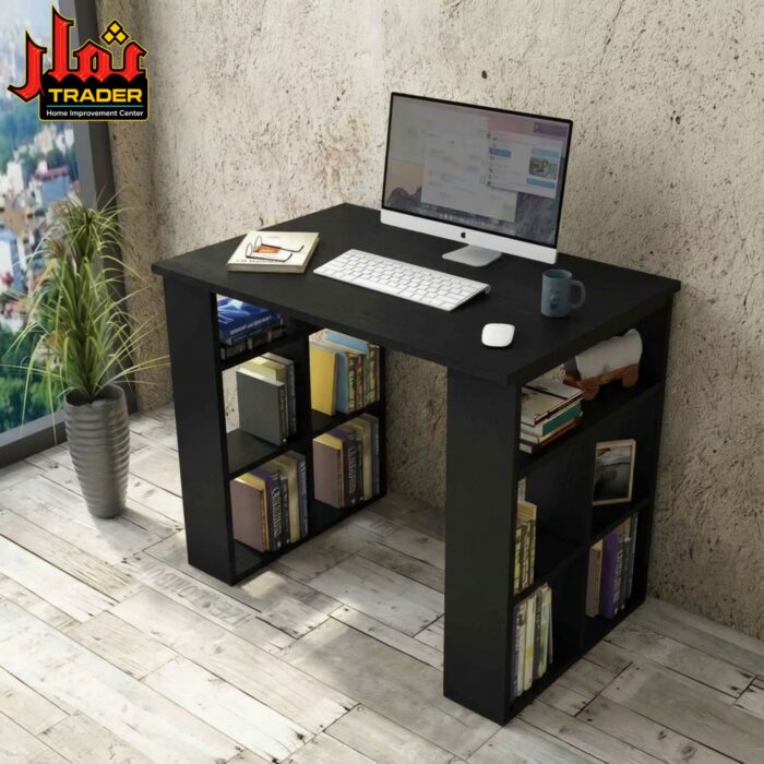 Modern Wooden Study Table with Bookshelf Storage | Computer Desk & Home Office Table Pakistan
