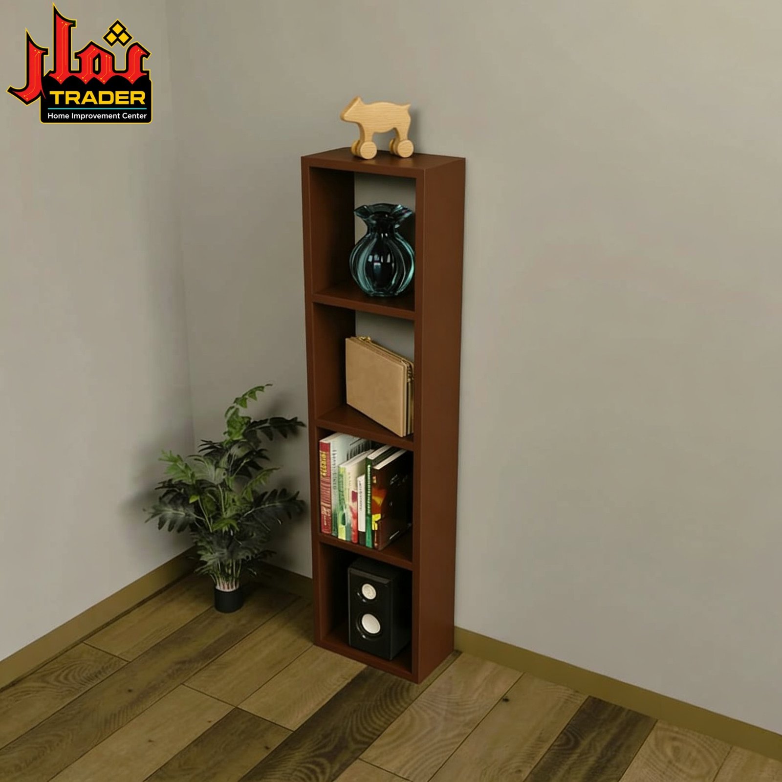 Modern Black Bookshelf | Tall 4-Tier Book Rack & Decorative Display Shelf - Image 2