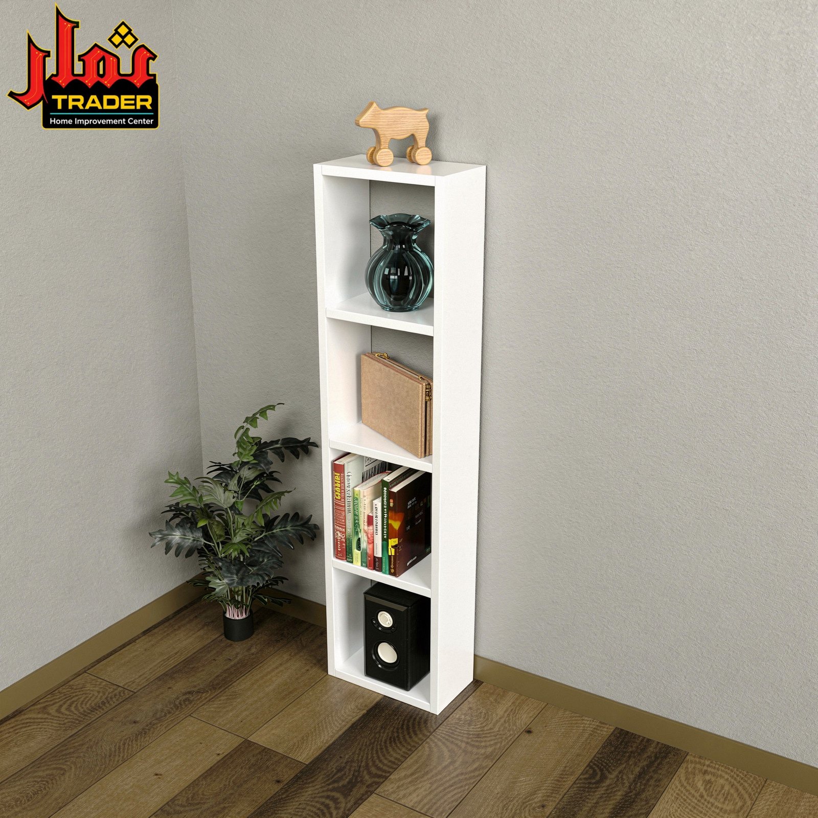 Modern Black Bookshelf | Tall 4-Tier Book Rack & Decorative Display Shelf - Image 3