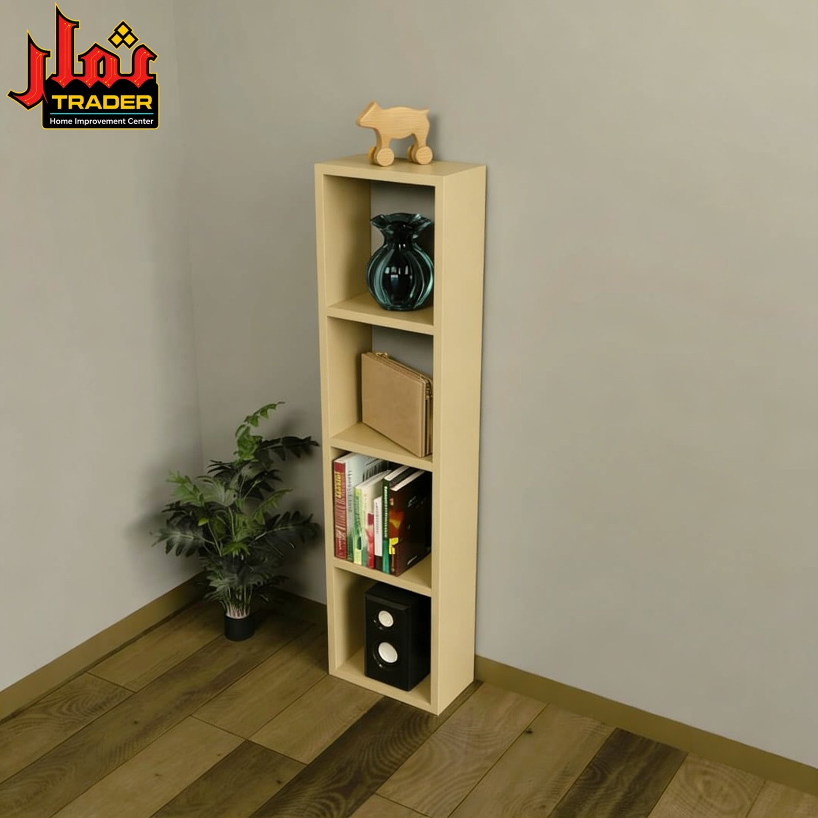 Modern Black Bookshelf | Tall 4-Tier Book Rack & Decorative Display Shelf - Image 4