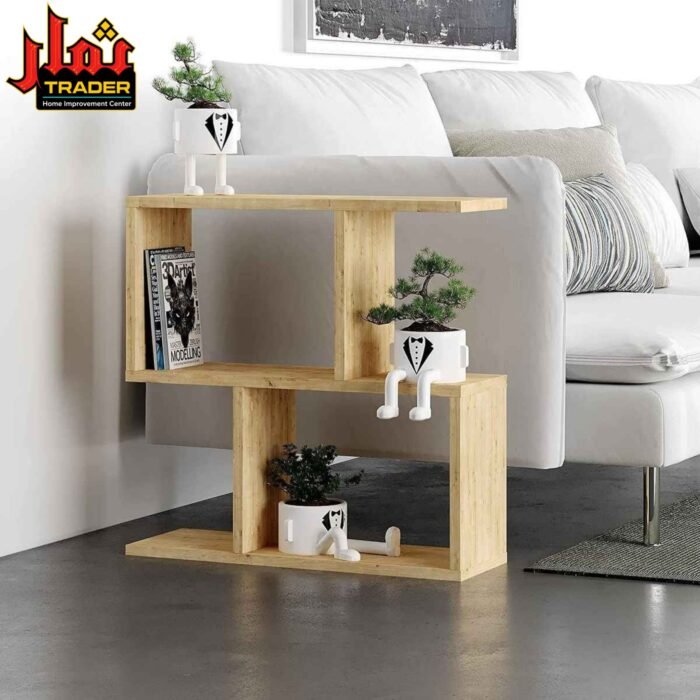 Modern Wooden Side Table with Open Shelves & Storage | Living Room End Table Pakistan