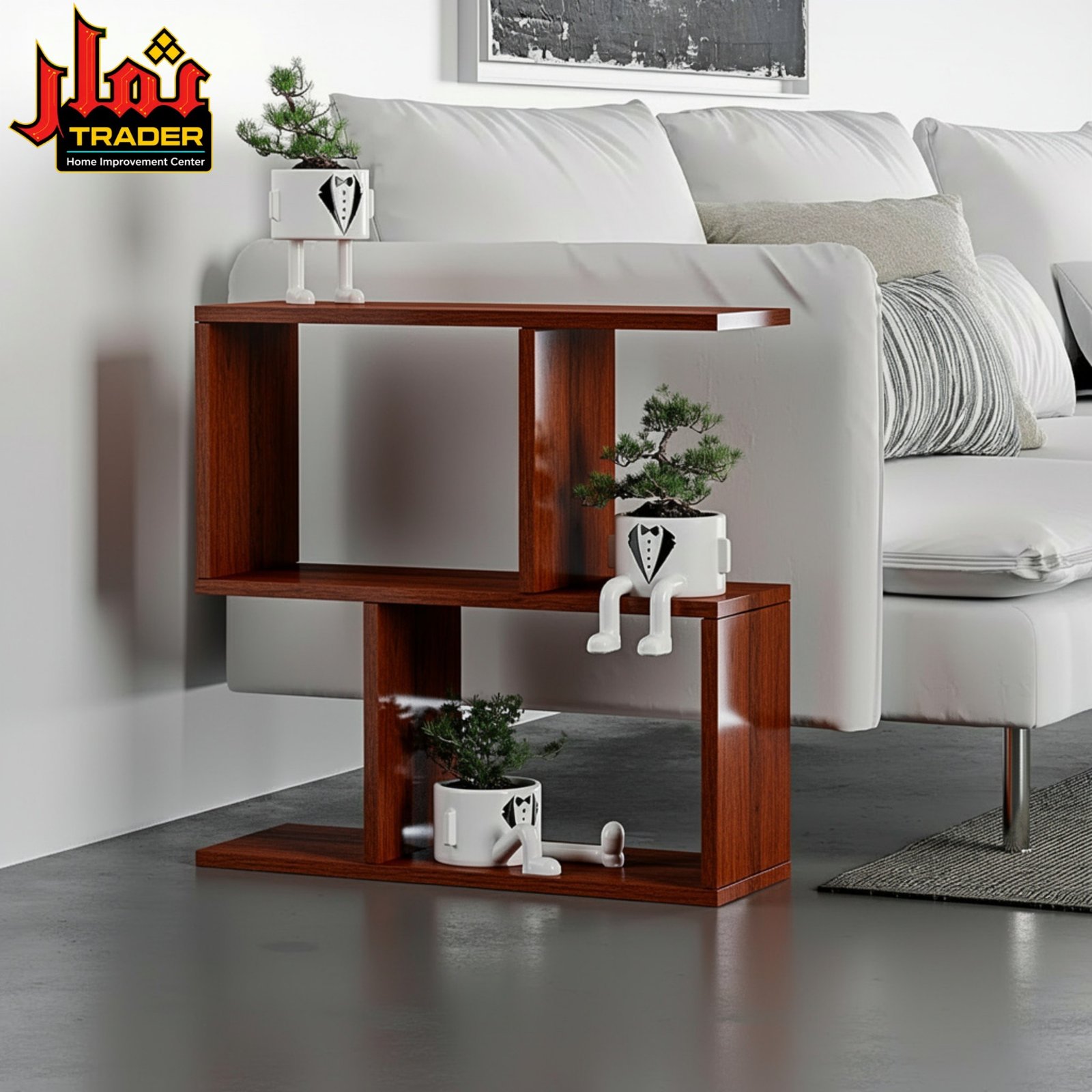 Modern Wooden Side Table with Open Shelves & Storage | Living Room End Table Pakistan - Image 3