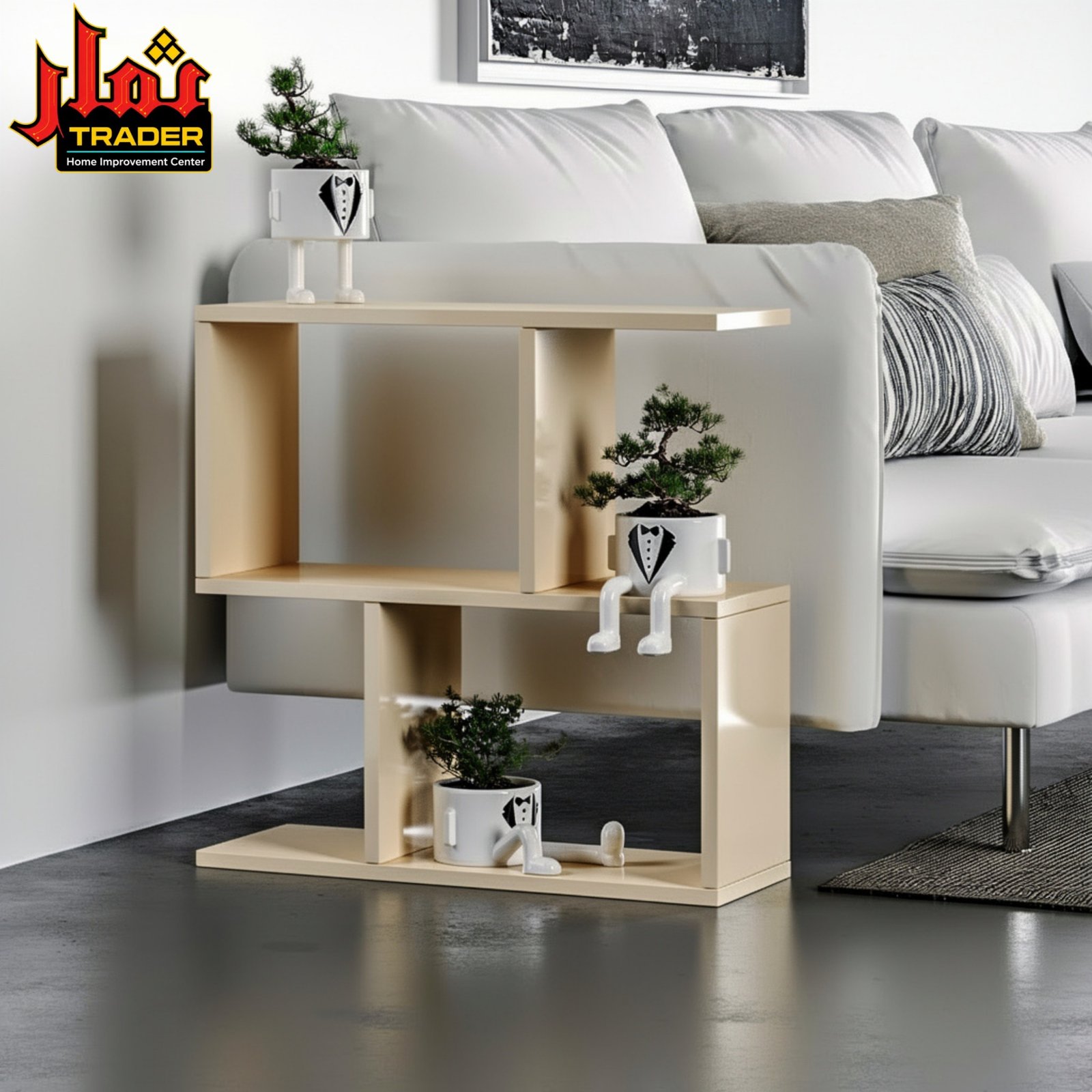 Modern Wooden Side Table with Open Shelves & Storage | Living Room End Table Pakistan - Image 2