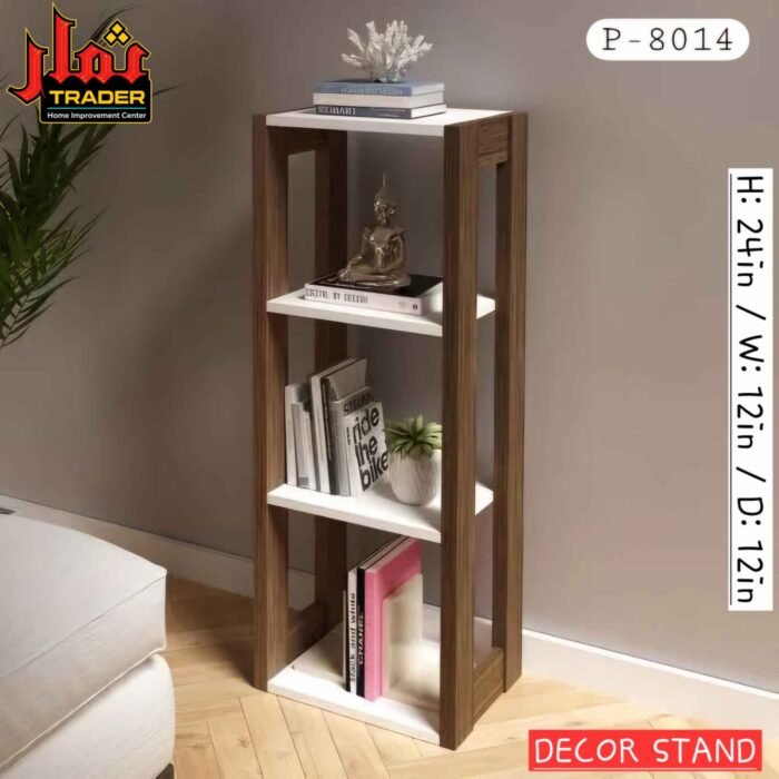 Modern Wooden Decor Stand | 4-Tier Bookshelf & Decorative Display Rack