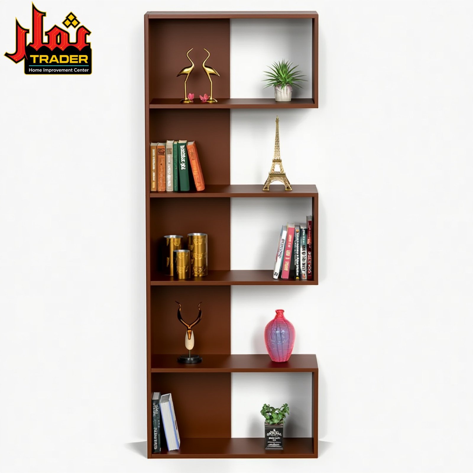 Modern Black Bookshelf | 5-Tier Decorative Display & Storage Rack - Image 2